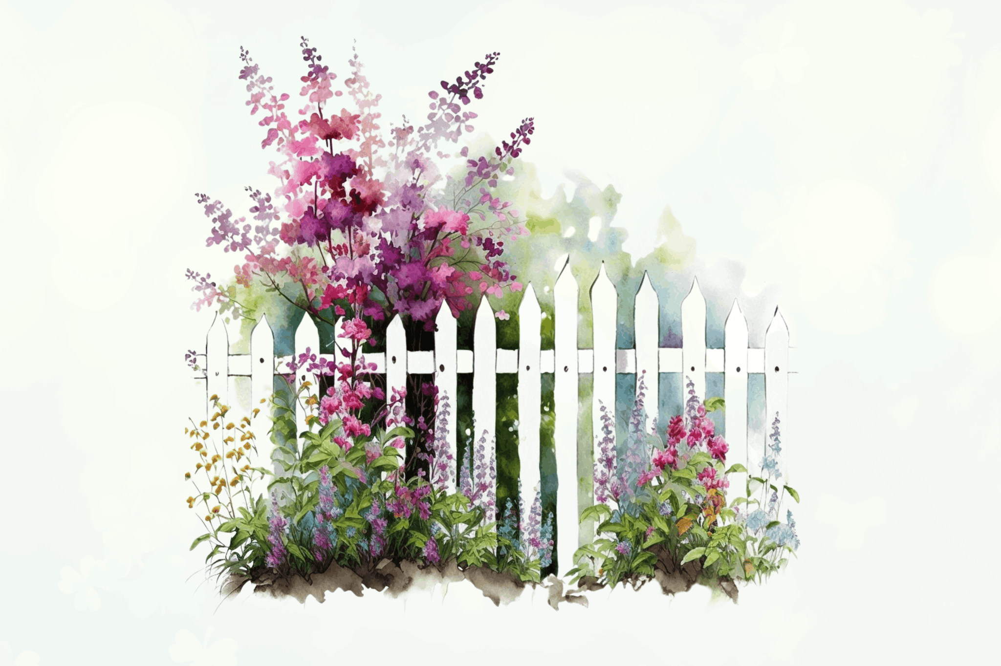 Watercolor Garden floral Fences Clipart Bundle