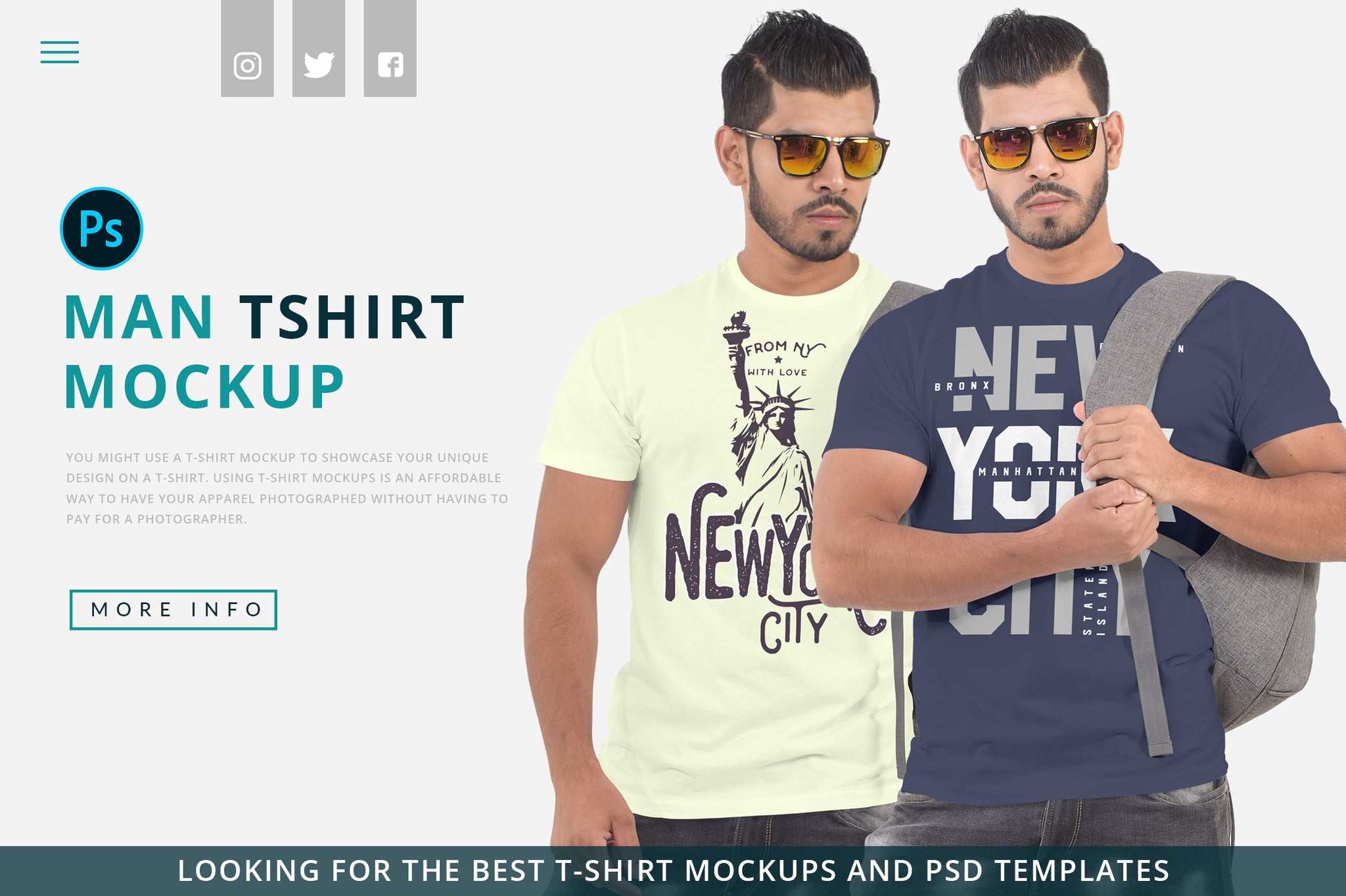 5 Editable Men’s T-Shirt Mock-Up Bundle – Realistic & Stylish Mock-Up Pack - Vol-2