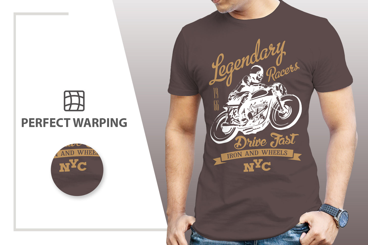 5 Editable Men's Crew Neck T-Shirt Mock-Ups Bundle
