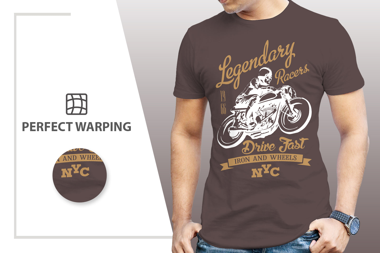 5 Editable Men's Crew Neck T-Shirt Mock-Ups Bundle