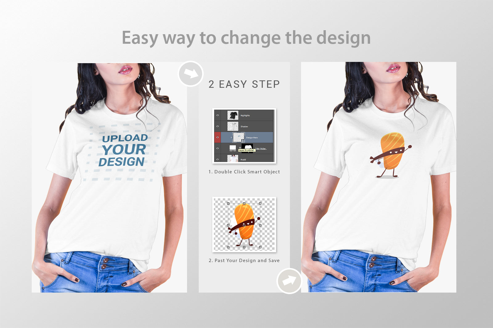 5 Editable Female T-Shirt Mockup Bundle