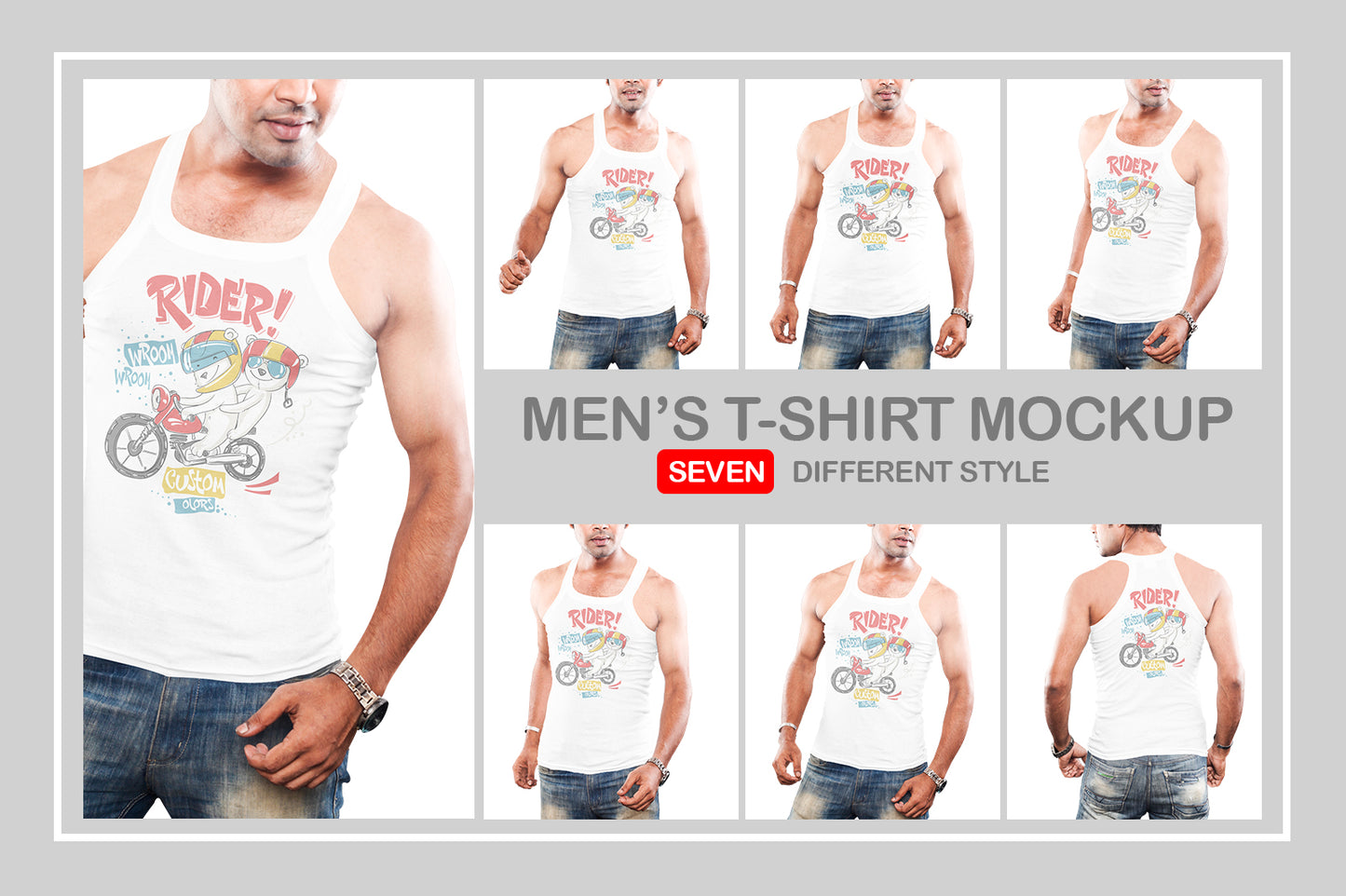 7 Editable Men's Tank Top T-Shirt Mockup Bundle