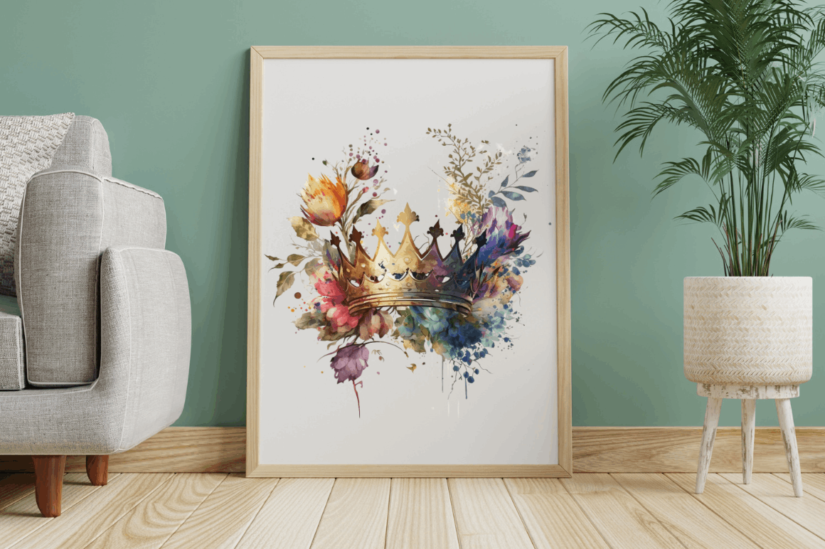 Watercolor Queen Crown Clipart Bundle