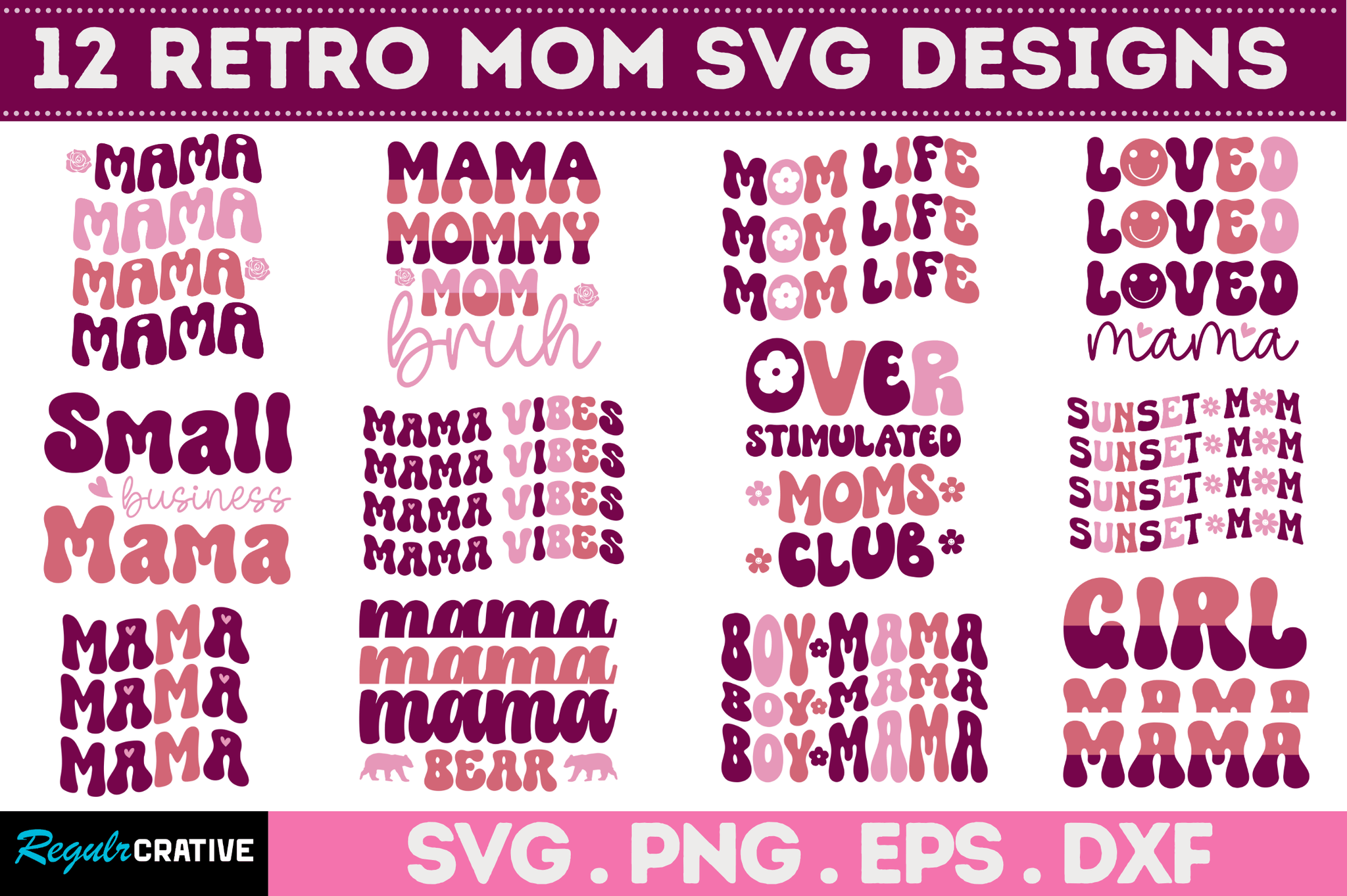 Retro Mom SVG Bundle