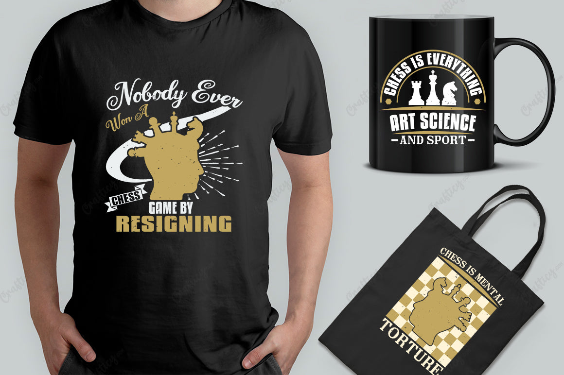 25 Editable Chess T-Shirt Designs Bundle -Vol:4