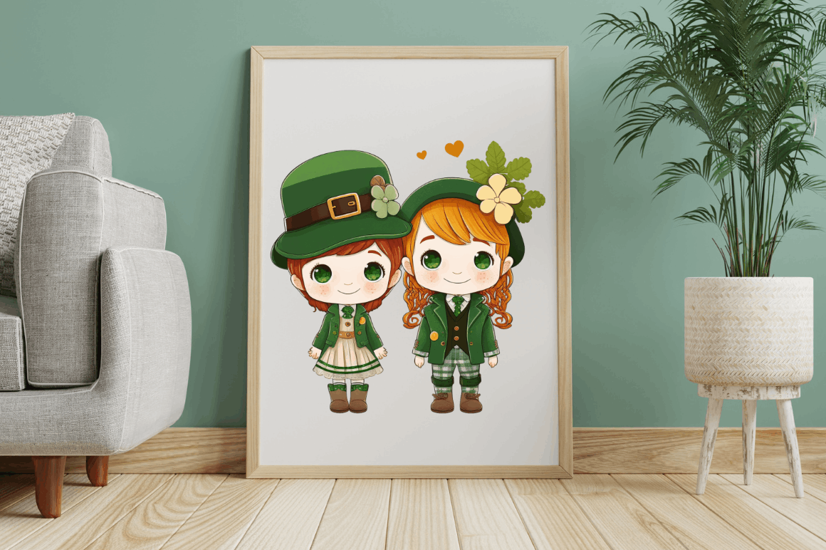 St Patrick's Day Couple Kid Cute Clipart Bundle