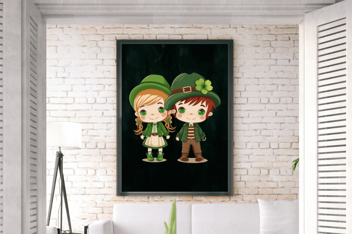 St Patrick's Day Couple Kid Cute Clipart Bundle