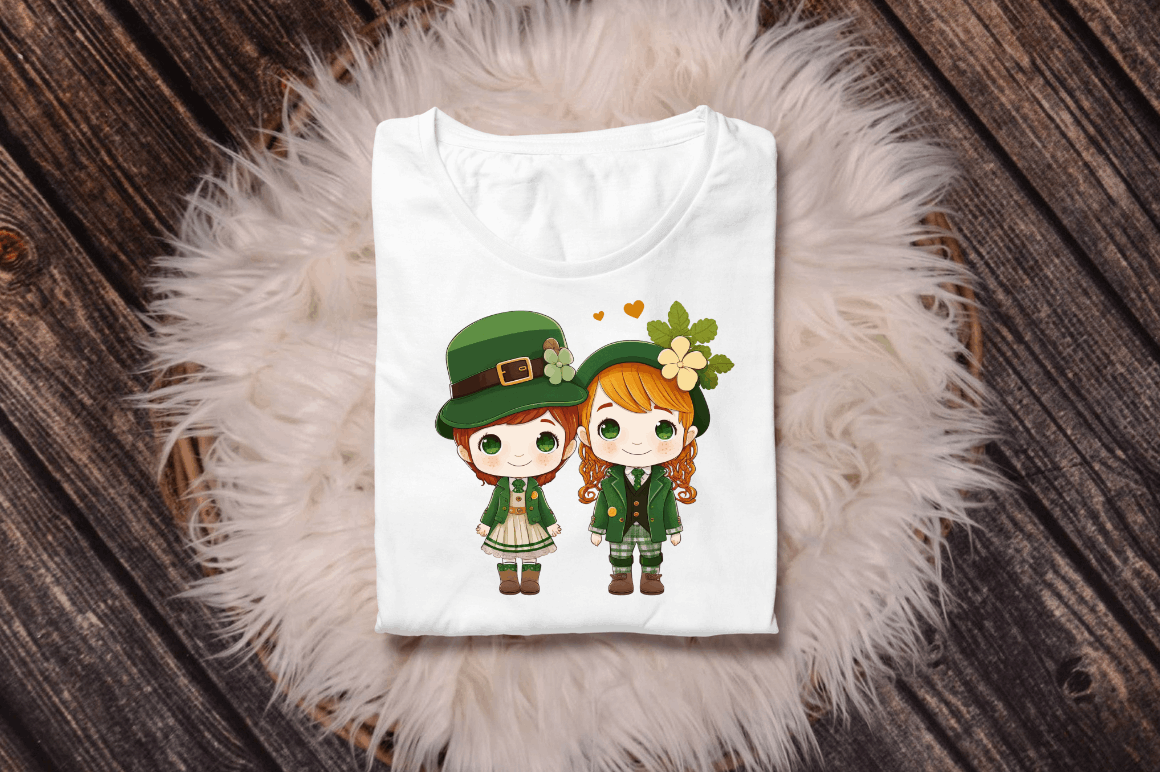 St Patrick's Day Couple Kid Cute Clipart Bundle