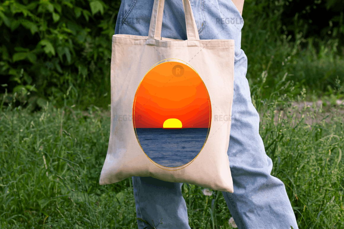 Ocean Water & Sunset Sky Sublimation Oval Background Bundle