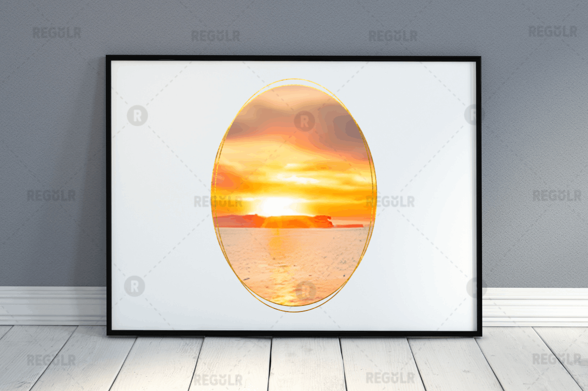Ocean Water & Sunset Sky Sublimation Oval Background Bundle