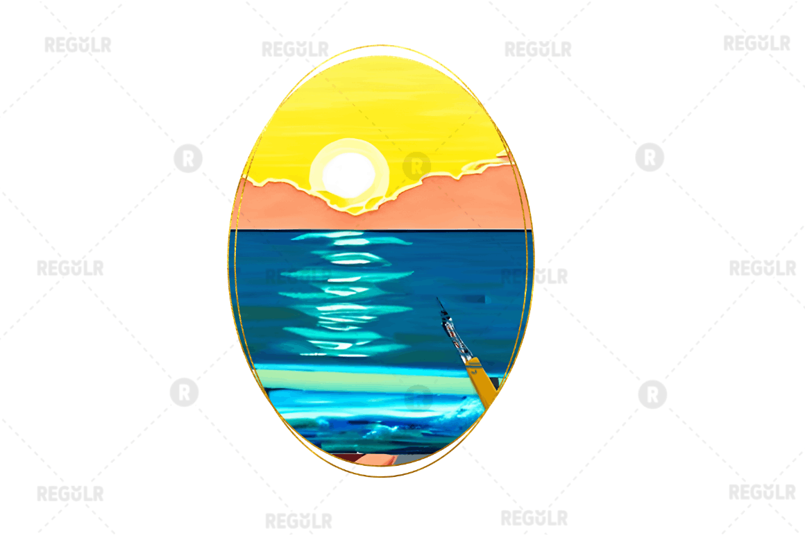 Ocean Water & Sunset Sky Sublimation Oval Background Bundle