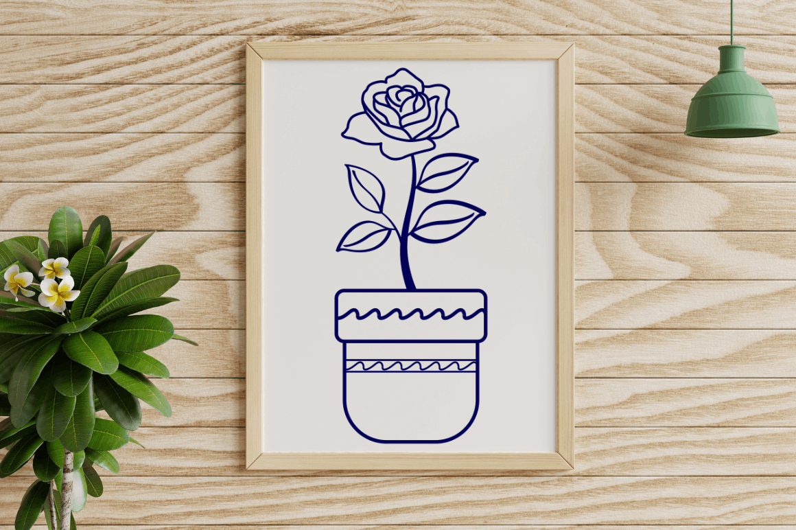 Laser Cut Rose with Pot SVG Bundle