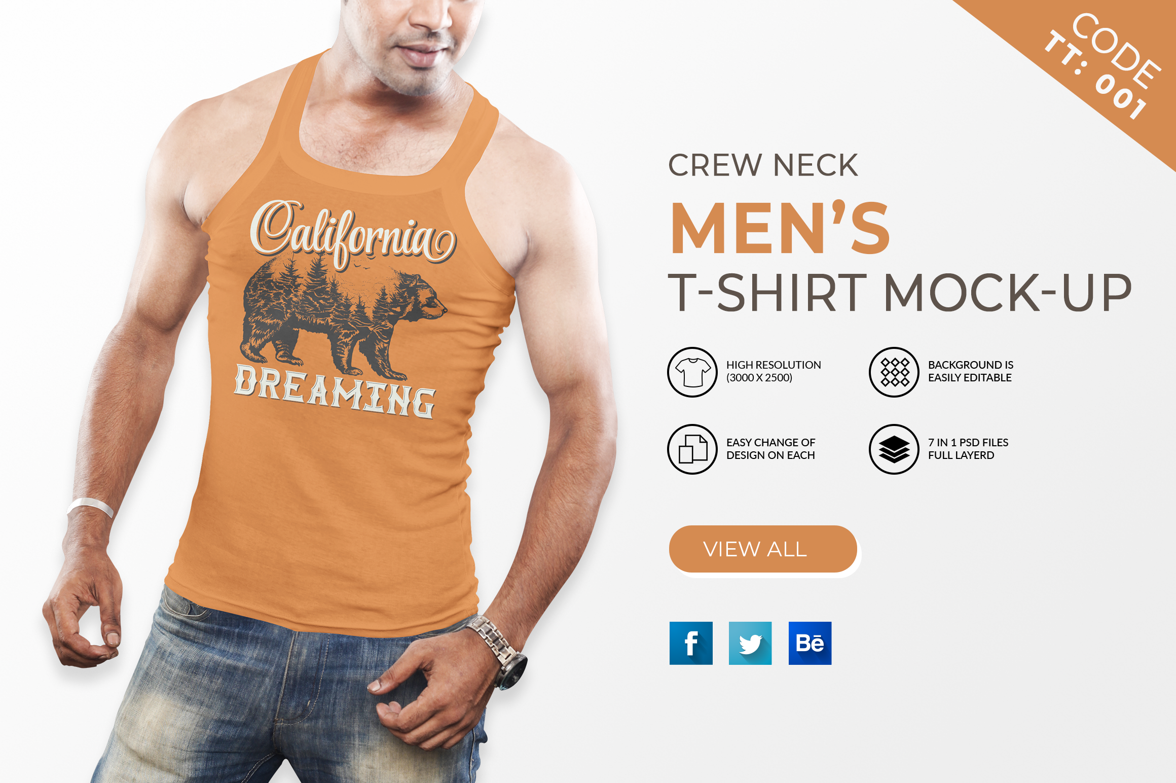 7 Editable Men's Tank Top T-Shirt Mockup Bundle