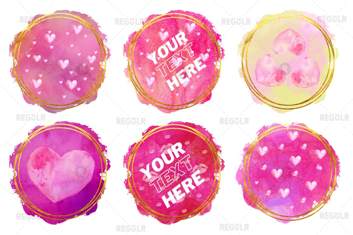 Valentine Splashes with hearts and lips background Sublimation Bundle
