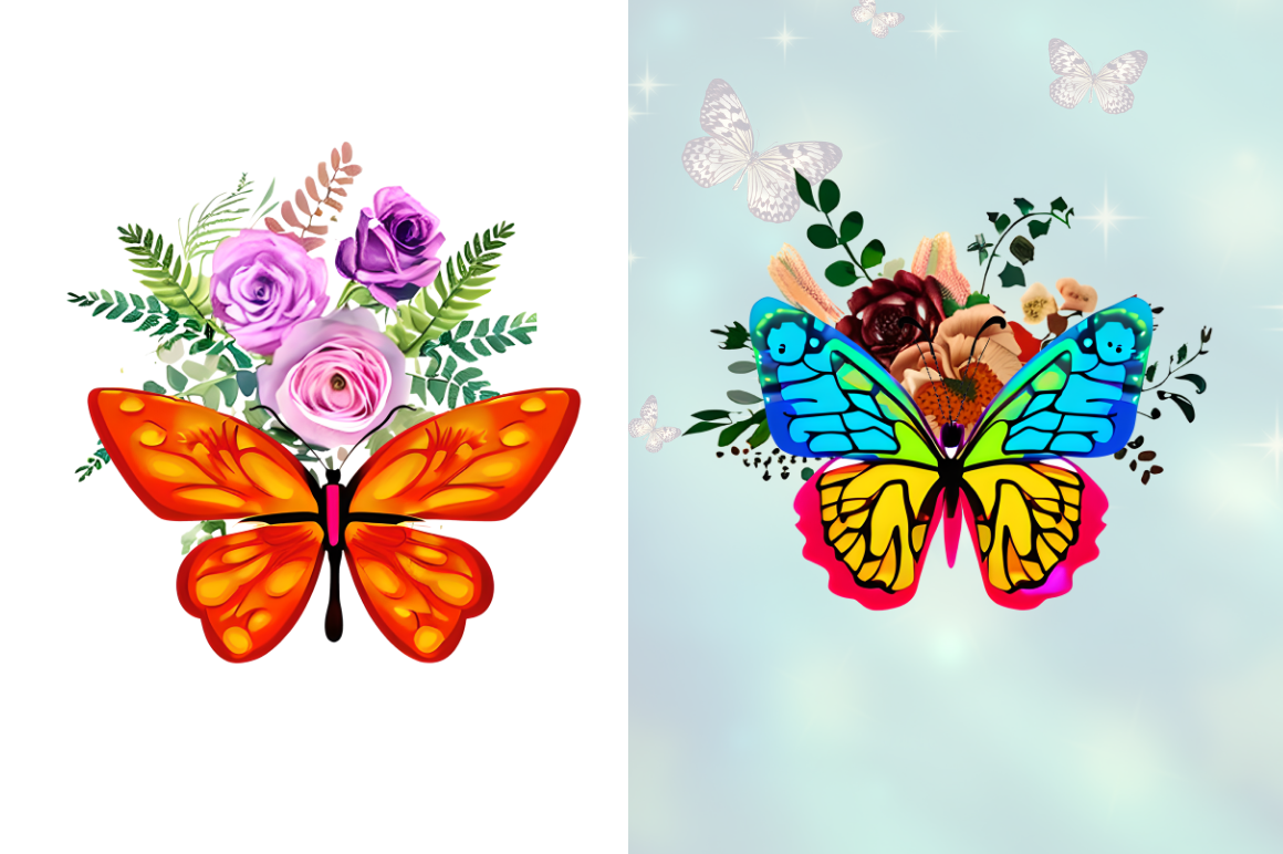 Watercolor Groovy Butterflies Floral  Sublimation Bundle