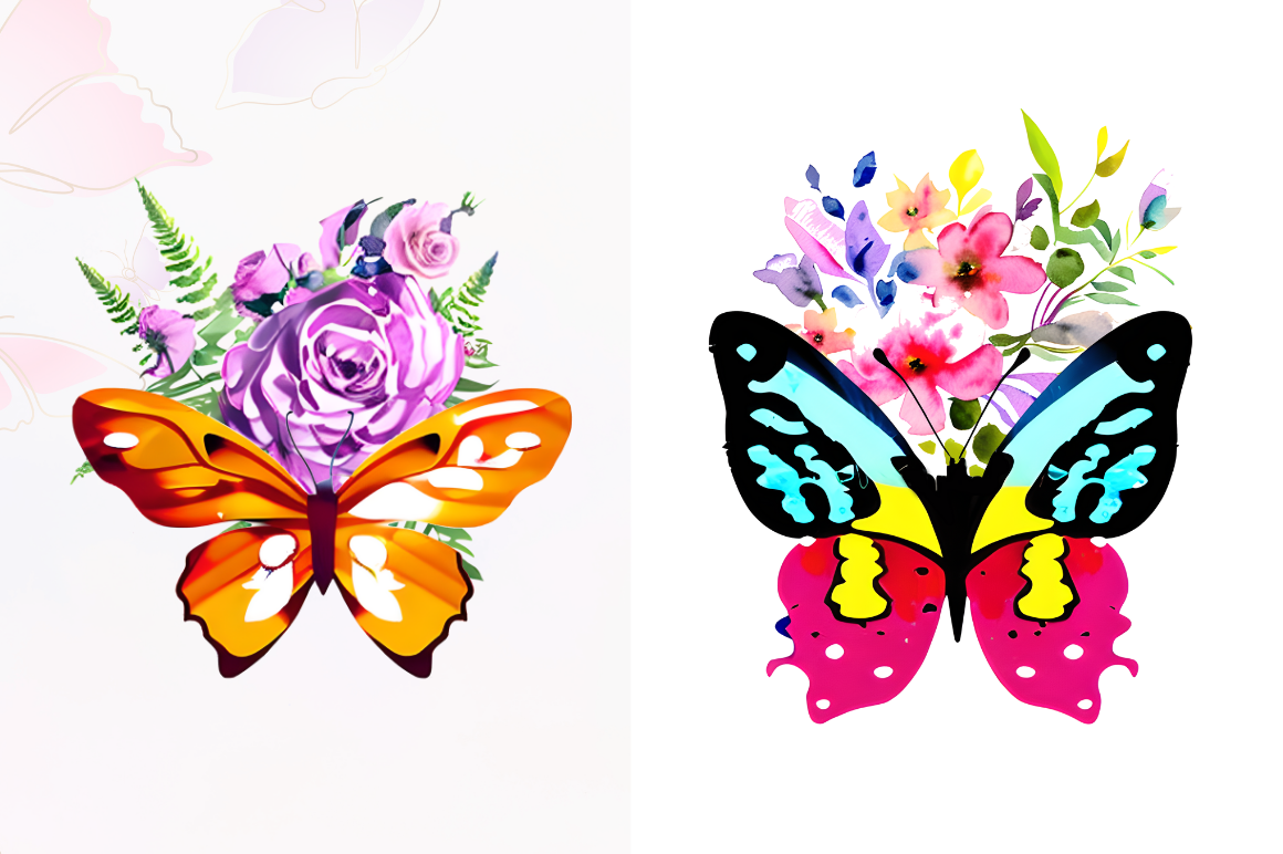 Watercolor Groovy Butterflies Floral  Sublimation Bundle