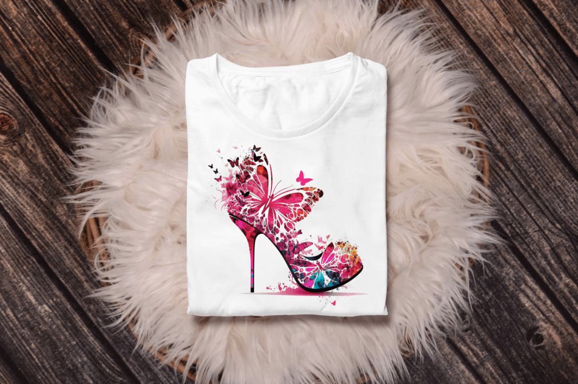 Watercolor  Butterfly High Heels Clipart Bundle