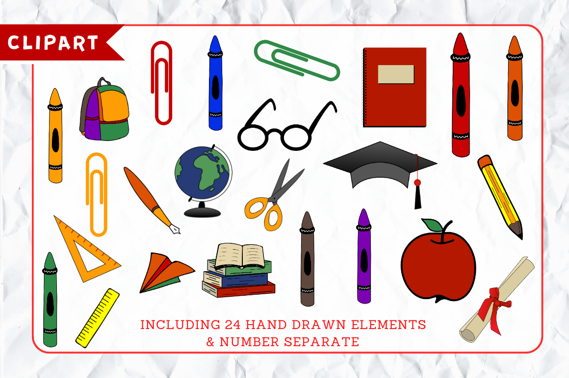 School Doodle Alphabet Bundle with Hand Drawn Clipart