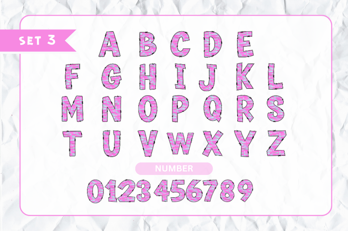 Retro Doodle Alphabet Bundle with Hand Drawn Clipart