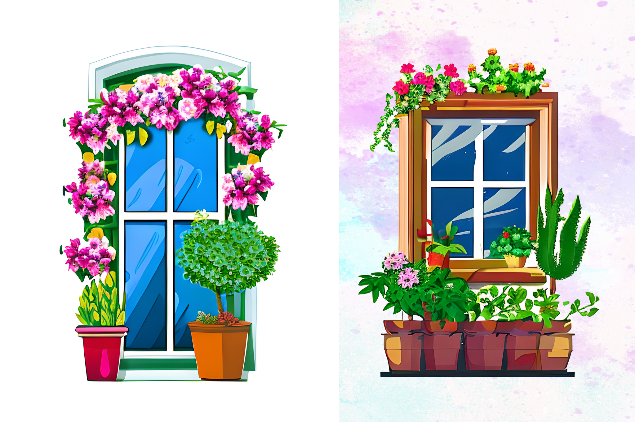 Watercolor Flower Doors Clipart Bundle