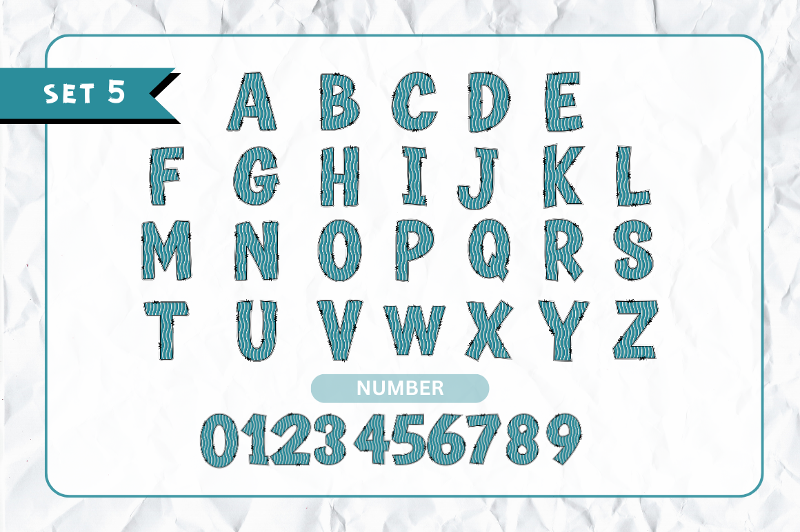 Retro Doodle Alphabet Bundle with Hand Drawn Clipart