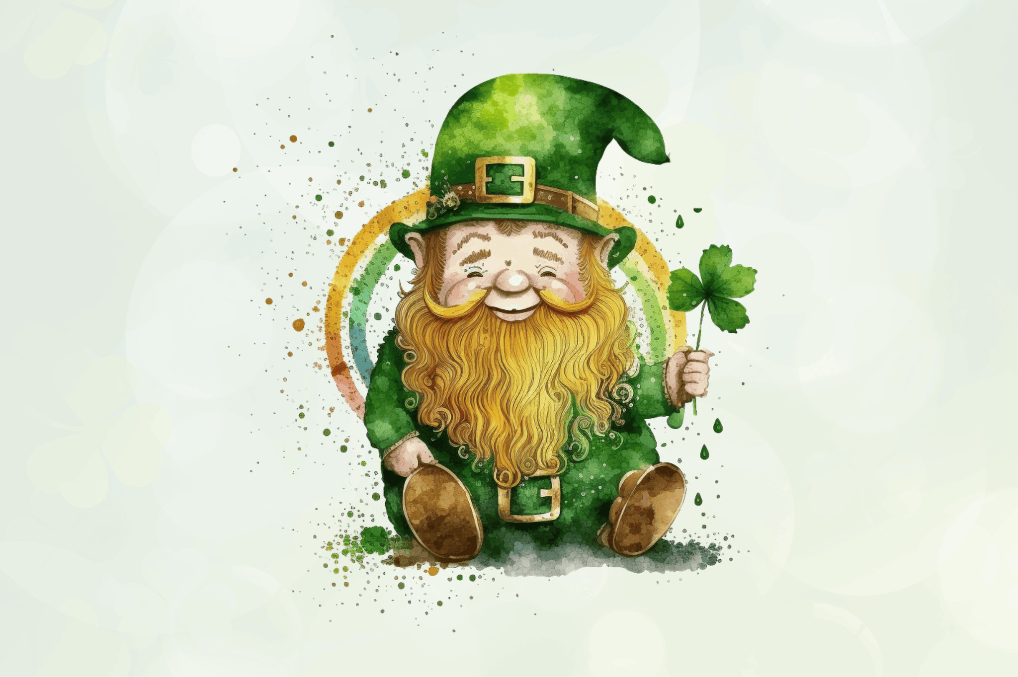 Watercolor St Patricks Day Gnome Clipart Bundle
