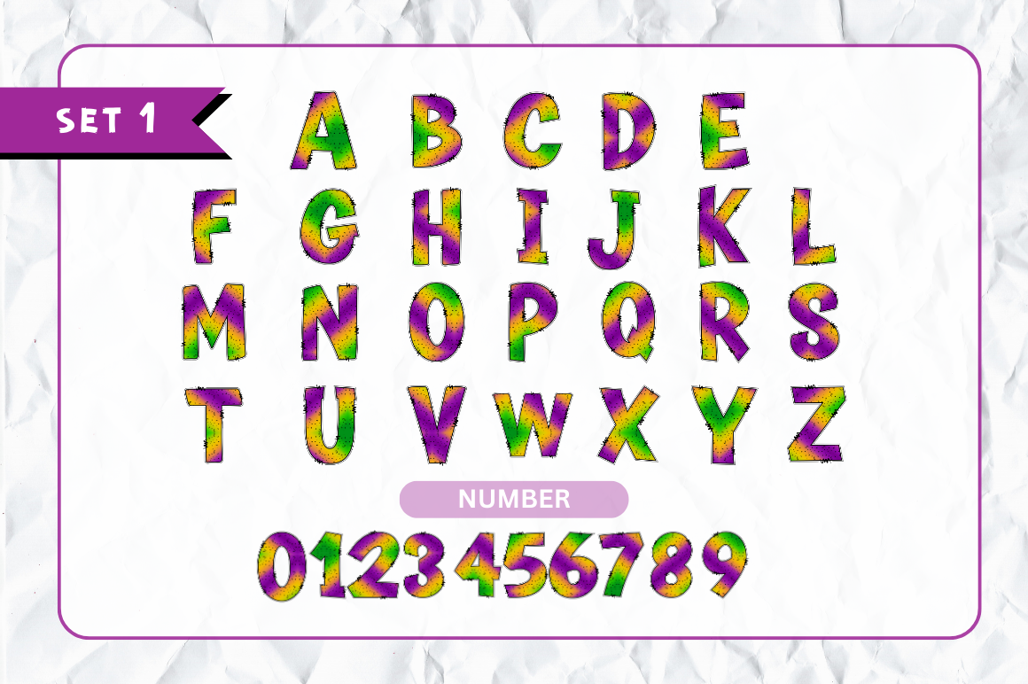 Mardi Gras Doodle Alphabet Bundle with Hand Drawn Clipart