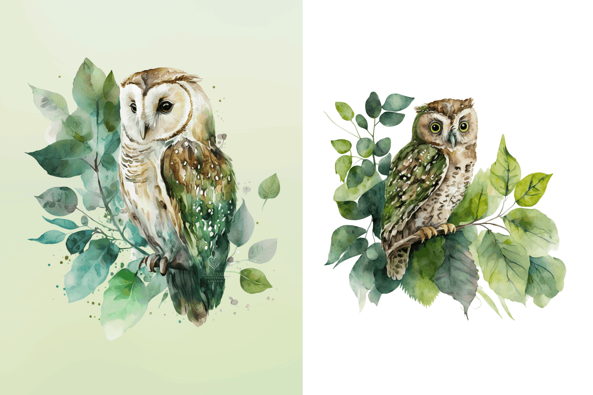 Watercolor Owl Sublimation Clipart Bundle
