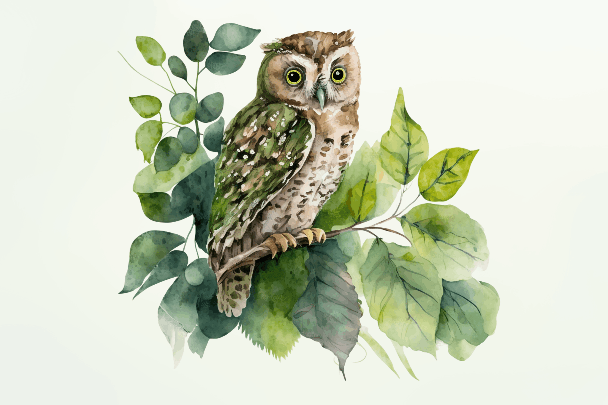 Watercolor Owl Sublimation Clipart Bundle