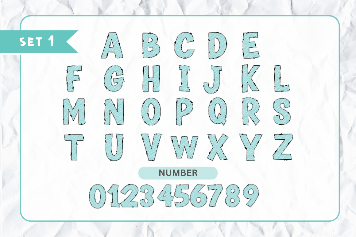 School Doodle Alphabet Bundle with Hand Drawn Clipart