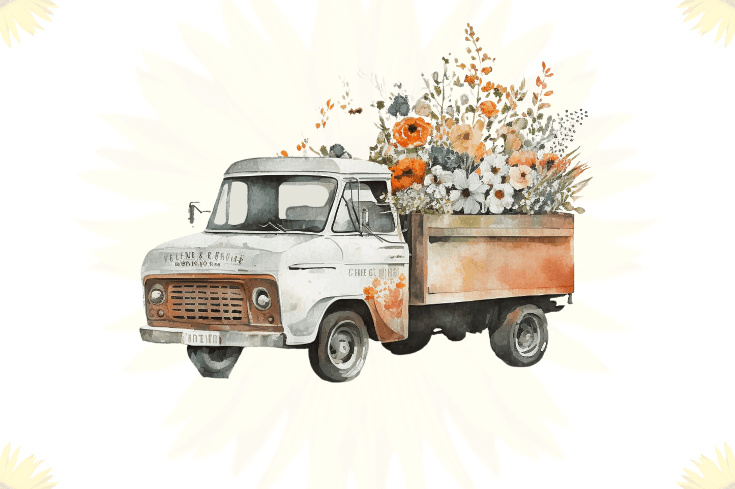 Watercolor Vintage Truck Clipart PNG Bundle