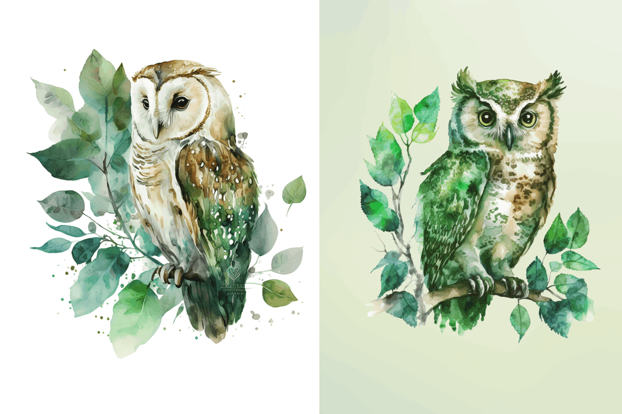 Watercolor Owl Sublimation Clipart Bundle