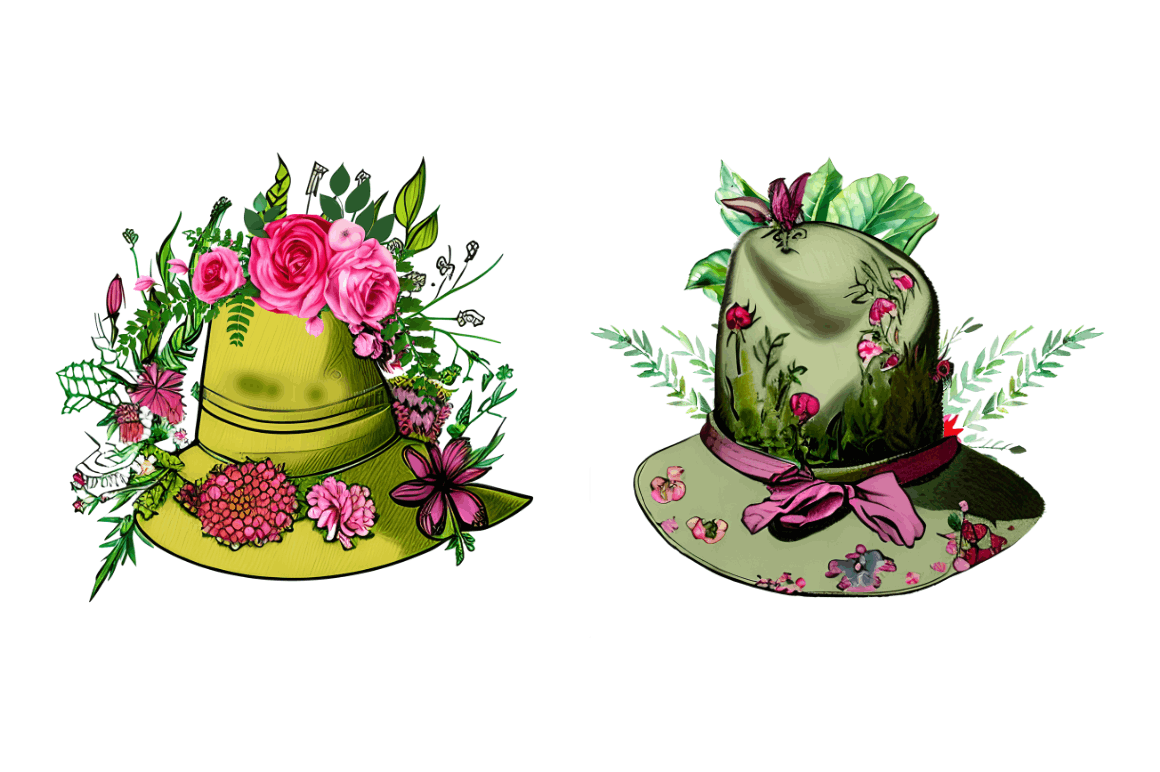 Watercolor  Floral Hat Garden Clipart Bundle