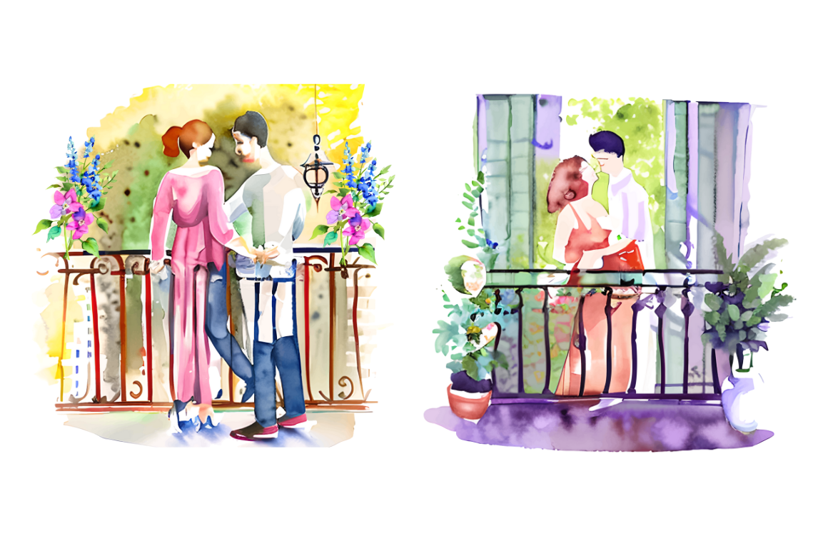 Watercolor The Bride and Groom  Sublimation Bundle