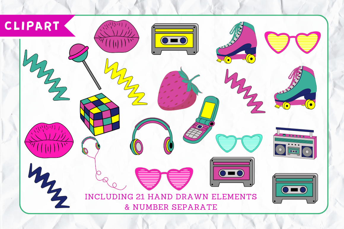 Retro Doodle Alphabet Bundle with Hand Drawn Clipart