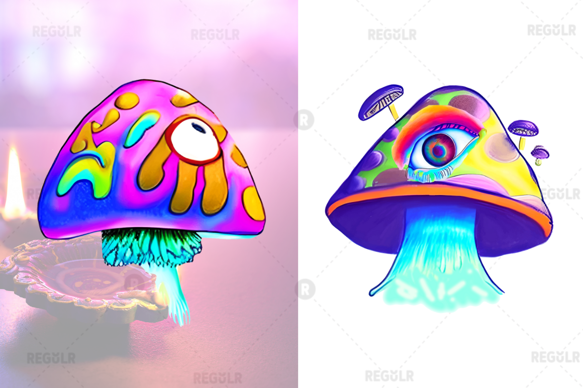 Watercolor Mushroom Eye  Clipart Bundle