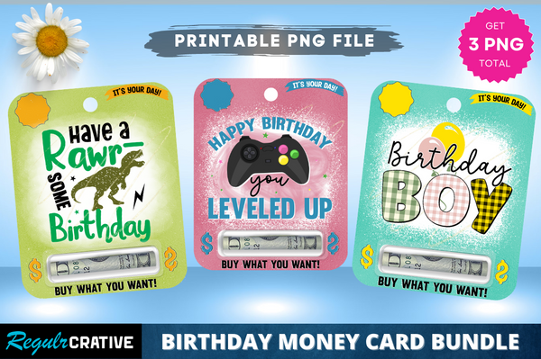 Boy Birthday Money Card PNG Bundle