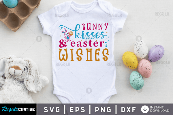 Bunny kisses & easter wishes  Svg Designs Silhouette Cut Files