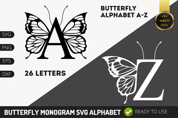 Butterfly Letters A-Z SVG Bundle
