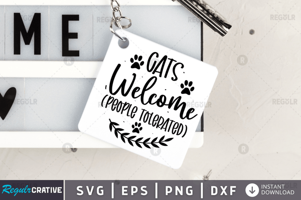 Cats welcome people Svg Designs Silhouette Cut Files
