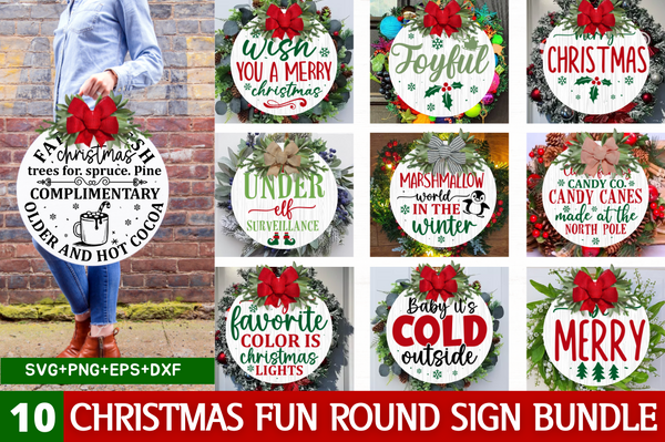 Christmas Fun Round Sign Bundle