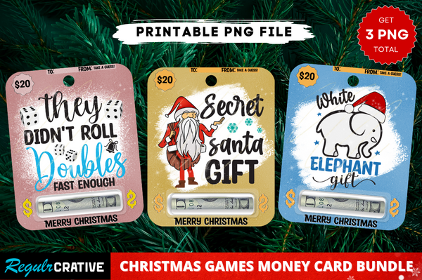 Christmas Games Money Card PNG Bundle