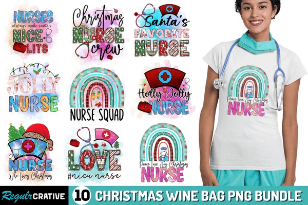 Christmas Nurse Sublimation Bundle