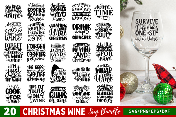 Christmas Wine SVG designs Bundle