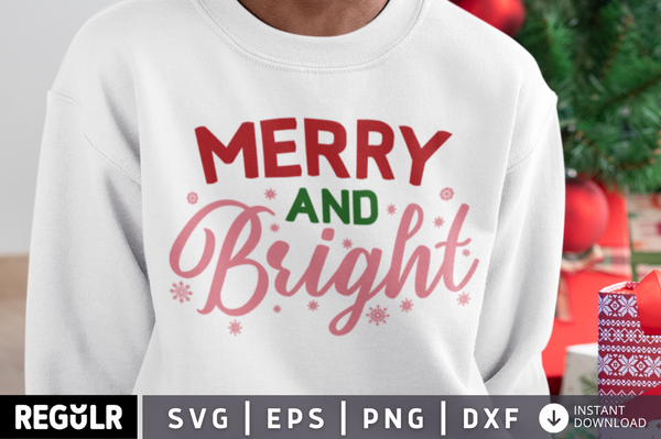Merry and bright SVG, Christmas SVG Design