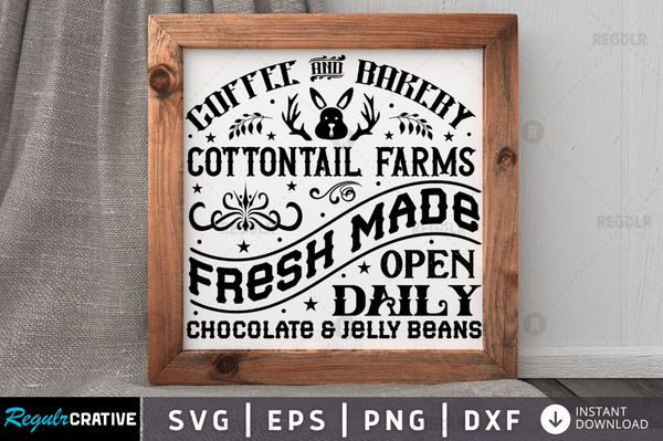 Coffee and bakery cottontail farms fresh made Svg Designs Silhouette Cut Files