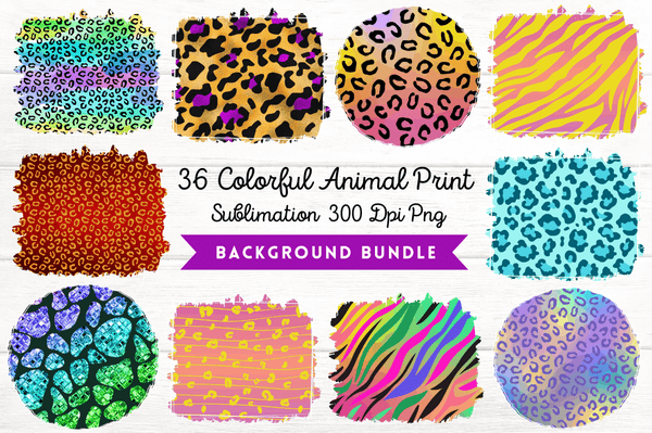 Colorful Animal Print Sublimation Background PNG Bundle