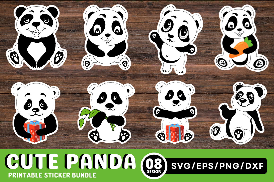 Cute Panda Printable Sticker Bundle