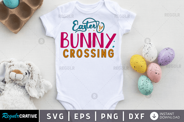Easter bunny crossing Svg Designs Silhouette Cut Files