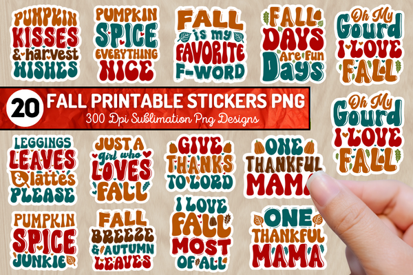 Fall Stickers Png Bundle